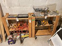 Two small wooden shelving units side by side showing size and structure