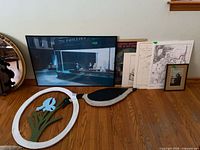 Group shot showing all items leaning against wall