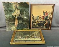 Group shot of three lithographs showing subjects and frames