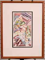 Full view of framed artwork showing frame, mat, and painting