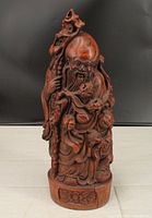 Full view of carved bamboo Shou Lao figure