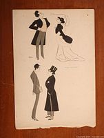 Full view of caricature print on sheet