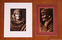 Both sepia portrait prints side by side showing general condition and mats