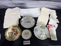 Full grouping of plates and linens