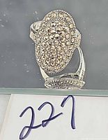 Front view showing marcasite face and sterling shank