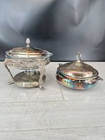 Both chafing dish and lidded casserole side by side