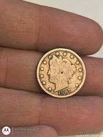 Obverse of 1907 Liberty Head nickel showing Liberty profile and date