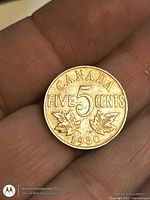 Reverse of 1930 Canada five-cent coin