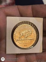 Reverse of brass Banff trade dollar showing buffalo and legends