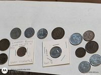 All coins laid out showing fronts and two in 2x2 holders