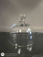Front view of clear glass dome with knob handle