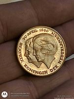 Obverse showing dual portraits and 30 April 1980 legend