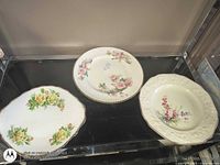 Front view of all three plates showing patterns and shapes