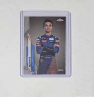 Front view of 2020 Topps Chrome Lando Norris rookie card in sleeve