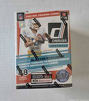 Front of sealed 2021 Panini Donruss Football blaster box showing branding and 88 card count