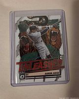 Front of Aaron Judge Unleashed insert card in top-loader