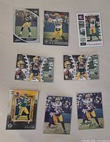 Front view showing all eight Jordan Love rookie cards