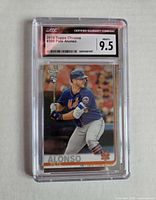 Front of CGC-slabbed 2019 Topps Chrome Pete Alonso rookie card showing grade 9.5 and RC logo