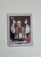 Front of Topps Now Pope Leo XIV trading card in sleeve