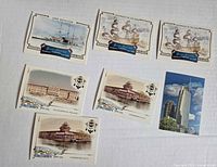 Fronts of all seven Allen & Ginter historical cards displayed