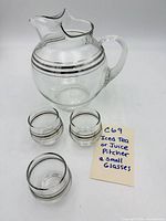 Pitcher and three glasses overview