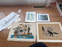 Overview of all loose prints on floor