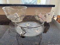 Front view showing all three glass bowls together