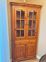 Corner hutch closed showing exterior features