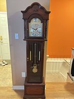 Front view showing entire Steinway grandfather clock