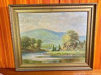 Full view of framed oil painting