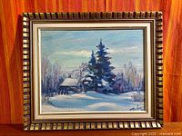 Framed painting front view showing full artwork and frame