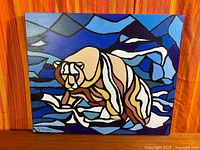 Full view of painting showing polar bear subject and entire canvas