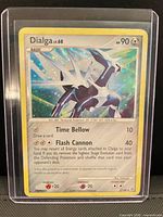 Front view of Dialga Lv.68 holo card in top-loader
