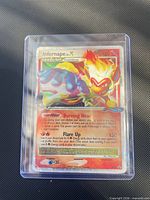 Front view of Infernape Lv. X holo card in top loader