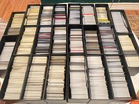 Overview of all storage boxes filled with cards