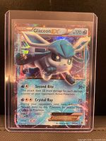Front of Glaceon-EX holographic card in toploader