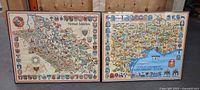 Front view of both framed pictorial maps