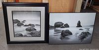 Both framed seascape prints side by side