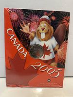 Front of sealed blister card showing Canada 2005 graphics and coin window