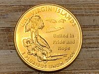 Reverse of 2009 gold-plated U.S. Virgin Islands quarter