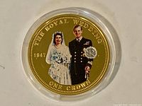 Reverse showing colorized Royal Wedding design and inscriptions