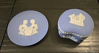 Top view of both jasperware pieces showing design details
