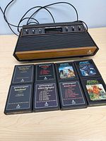 Console top view; shows six switches and cartridge slot