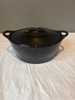 Dutch oven with lid on, front view