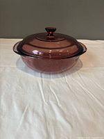 three-quarter view of casserole dish with lid