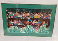 Full view of framed painting showing scene and frame