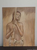 Full view of unframed oil painting