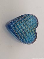 Top view showing heart shape and textured checkerboard pattern