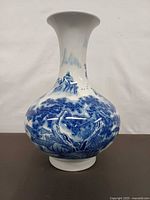 Front view of blue and white Jingdezhen porcelain vase