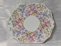 Full view of plate front showing shape and floral pattern